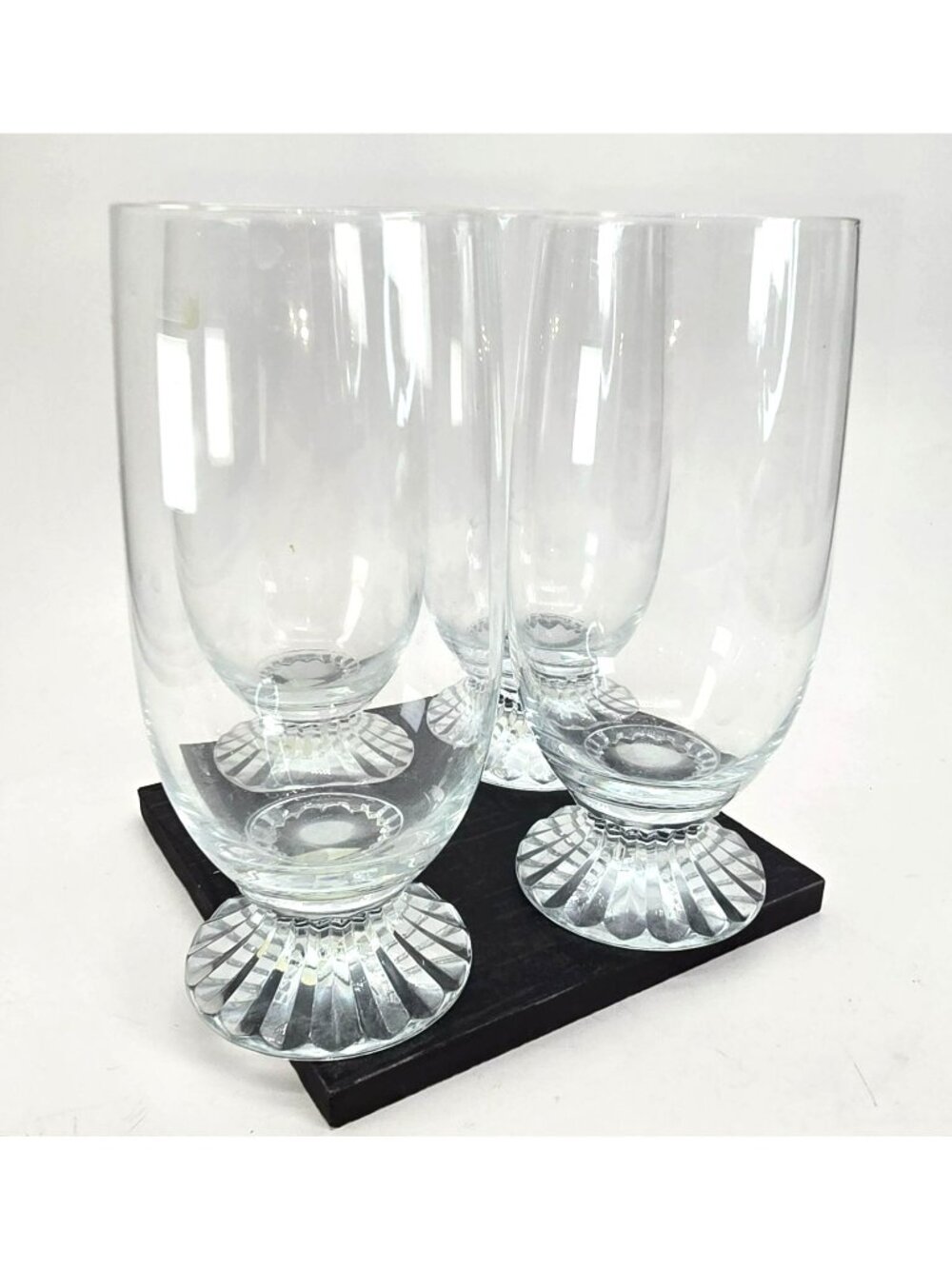 Mikasa Crystal Footed Iced Tea Glasses Icicles Set Of 4 Decorative Bases JJ3803